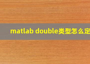 matlab double类型怎么定义